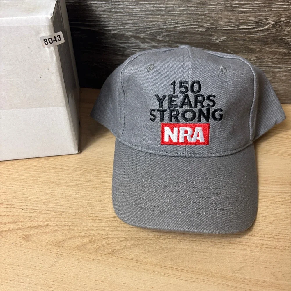 NRA Hat Cap Strap‎ Gray 150 Years Strong Adjustable